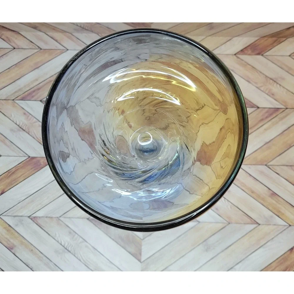 VTG Pier 1 Margarita Glasses Set Of 4 Ombré Amber Blue Swirl Barware Mouth Blown